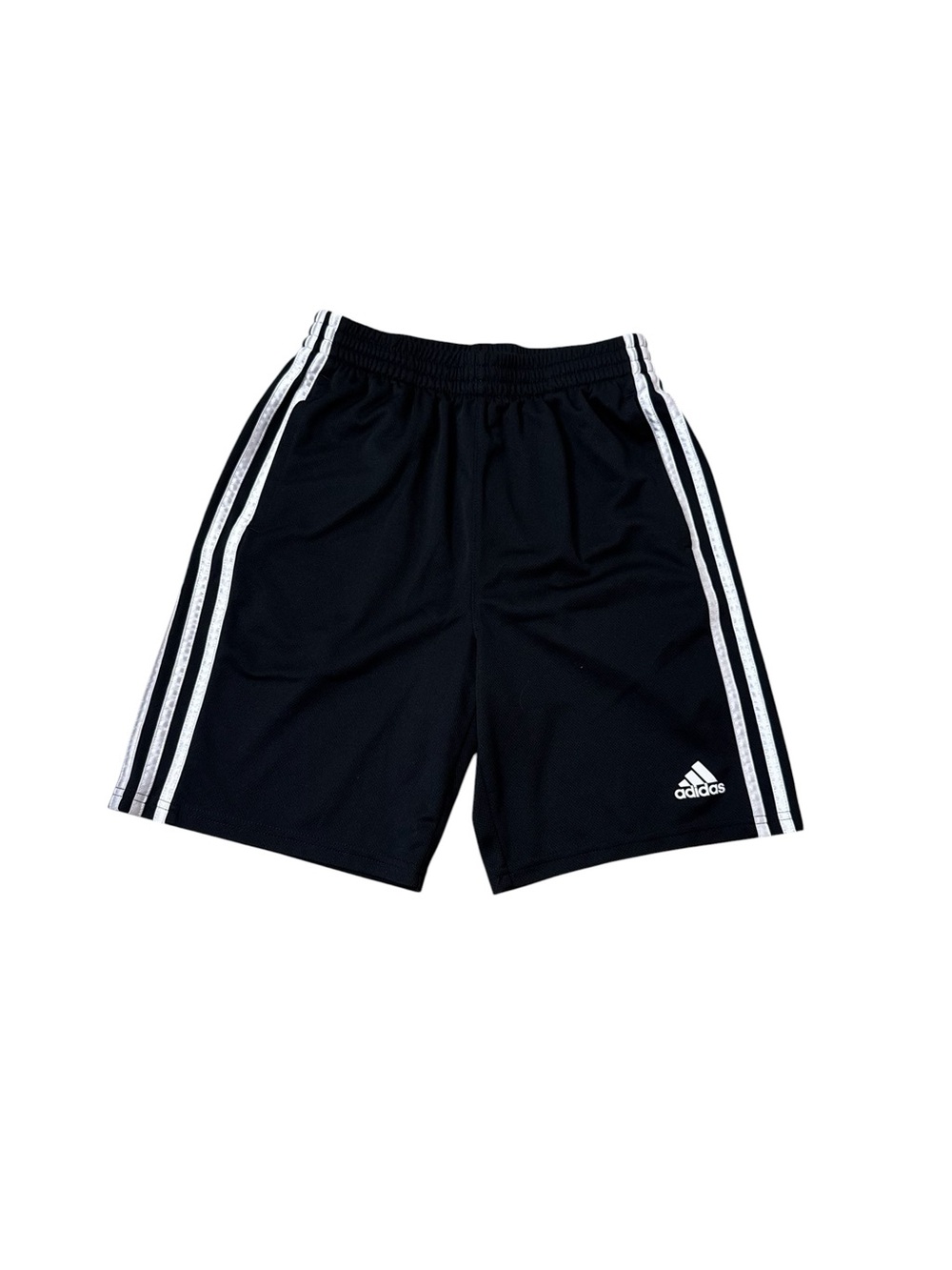 adidas | Black Shorts with White Three-Stripe Detail Size Large Boys 14-16